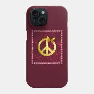 Golden Peace Symbol Butterfly 3D Graphic Phone Case