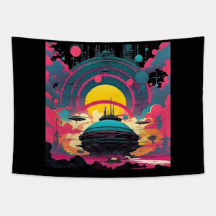 Vintage Atompunk aesthetic art Tapestry