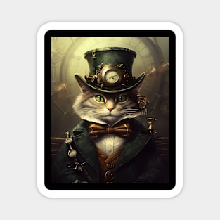 Stylish Steampunk Cat Magnet