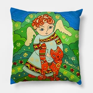 Angel with cat christmas decor Pillow