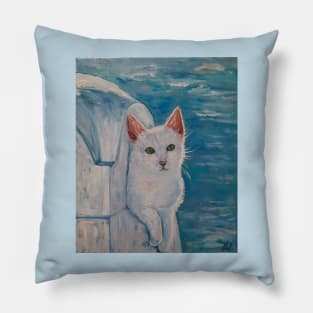 Santorini Cat Pillow