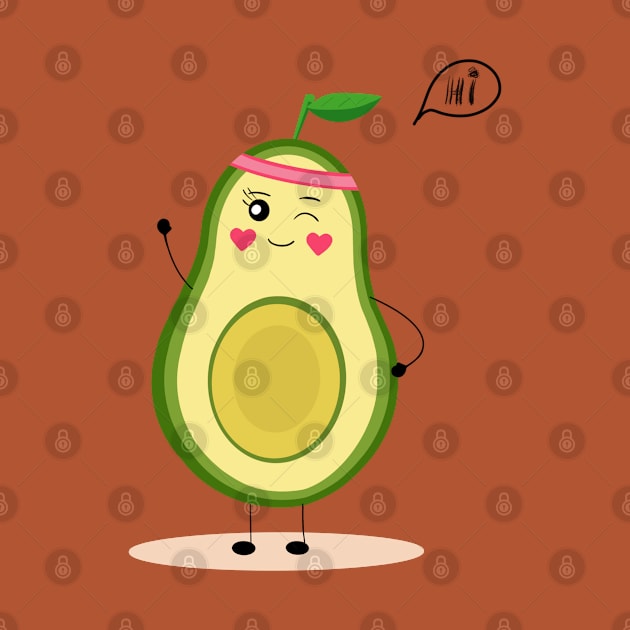 Avocardio, cartoon avocado character, cute avocado, funny food, vegan fun by PrimeStore