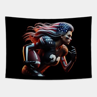 American Woman NFL Football Player #21 Tapestry