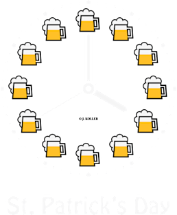 St. Patrick's Day (Saint Patrick / Beer / Clock / White) Magnet