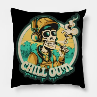 Hip Hop Skull Chill Out Artwork smoking weed Pillow