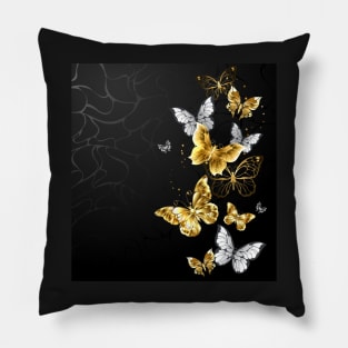 Gold and White Butterflies Pillow