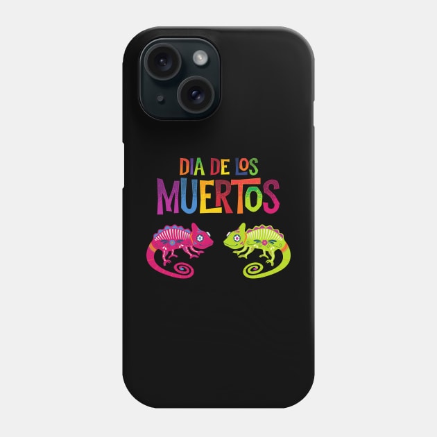 Dia de Los Muertos Sugar Skull Lizards Phone Case by Blue Raccoon Creative