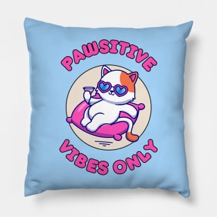 Pawsitive vibes only - cute and funny cat pun for pet lovers Pillow