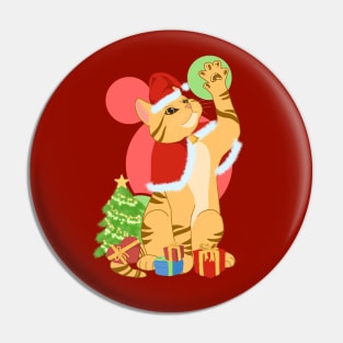 CHRISTMAS ORANGE CAT Pin