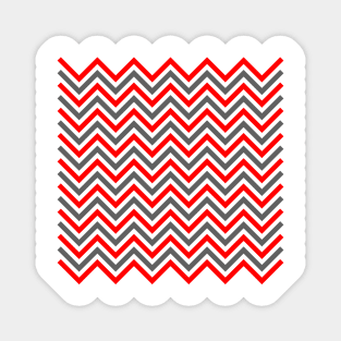 Zigzag Lines - Red Grey Magnet