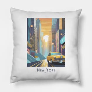 Vintage New York Sunset Drive Pillow