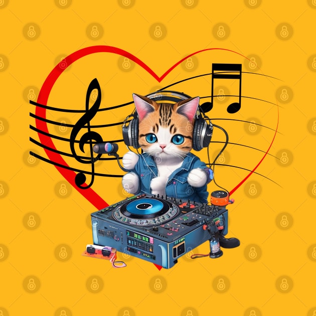 cat Dj love music by designGuru123