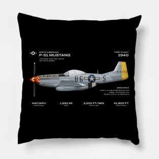 North American P-51 Mustang world war 2 fighter plane Pillow