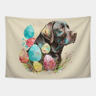 Brown Chocolate Labrador Retriever Easter Egg Spring Floral Watercolor Painting Dog Lover Art Tapestry