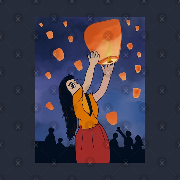 Girl with Chinese lantern by Eveline D’souza