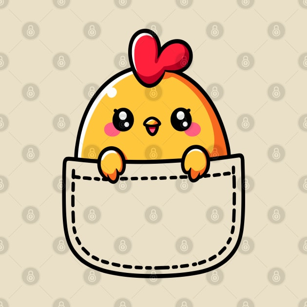 Baby Chick In Pocket Cute Kawaii Peeking Bird by Cuteness Klub