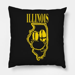 Illinois Grunge Smiling Face Black Background Pillow