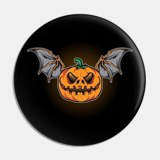 Pumpkin Bat Halloween Design Pin by Printaha