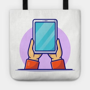 Hand Holding Tablet Cartoon Vector Icon Illustration (2) Tote