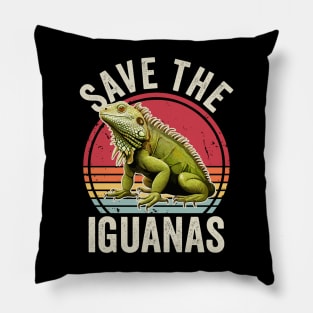 Save The Iguanas Retro Vintage Iguana Lover Pillow