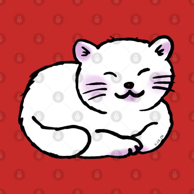 sleepy white cat by cartoonygifts