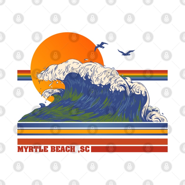 Retro Myrtle Beach SC 70s Style Tourist Souvenir by darklordpug