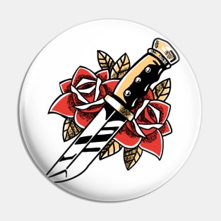 Dagger and Roses Tattoo Graphic Pin