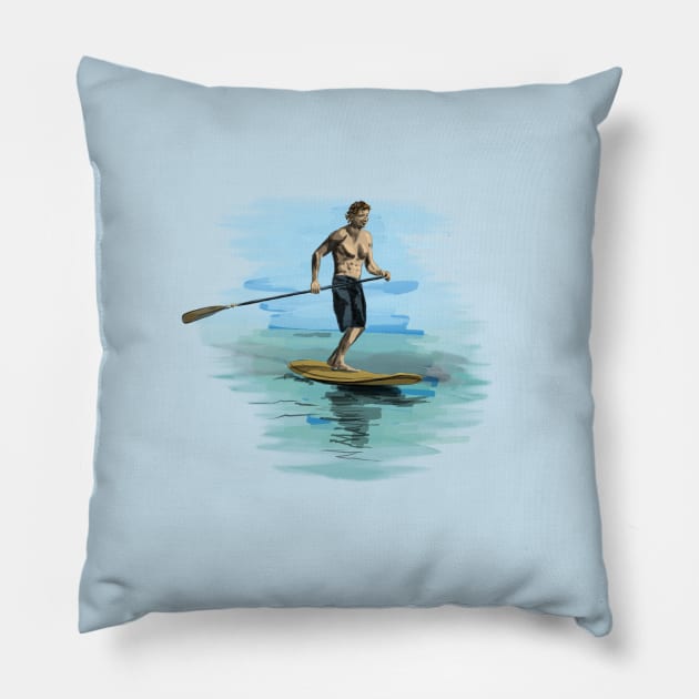 Standup paddleboarding Pillow by sibosssr