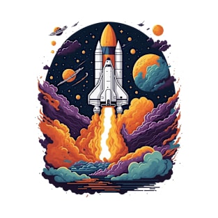 Fantasy Spaceship launch in the Galaxy T-Shirt