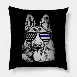K9 Police Officer German Shepherd Dog Thin Blue Line Pillow