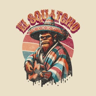El Squatcho Western Mexican Bigfoot Sasquatch Guitar Mariachi Poncho Sombrero T-Shirt