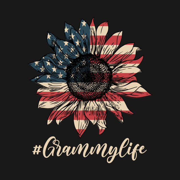 Discover Grammy Life 4th Of July Sunflower American Flag - 4th Of July - T-Shirt