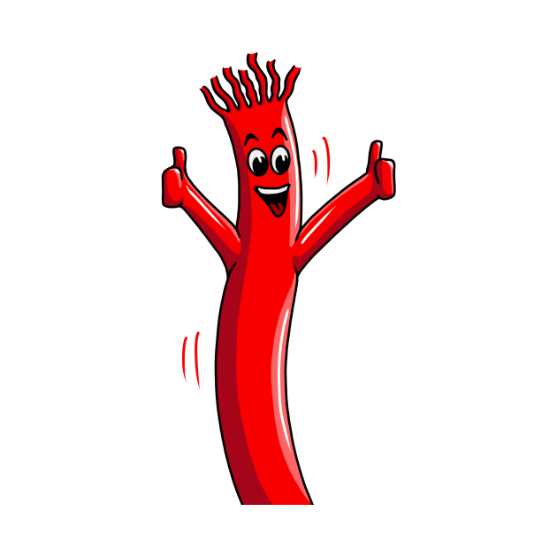 Red Wacky Waving Tube Man Portrait by y30artist