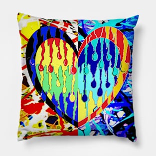 Hot Heart Graffiti Vibes Art by LowEndGraphic Pillow