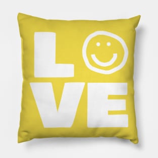 Love Smiley Face Typography Pillow