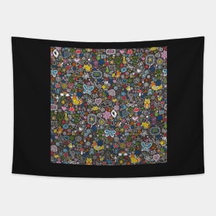 Happy Doodle World Tapestry