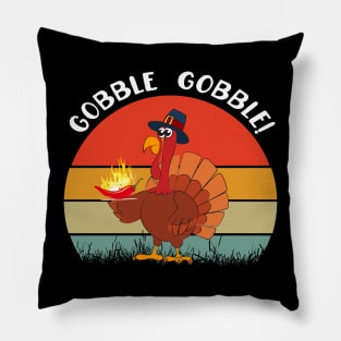 Turkey Eating a Spicy Pepper Funny Thanksgiving Custome Gift Pillow