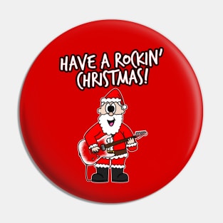 Have A Rockin' Christmas Santa Guitarist Electric Guitar Pin