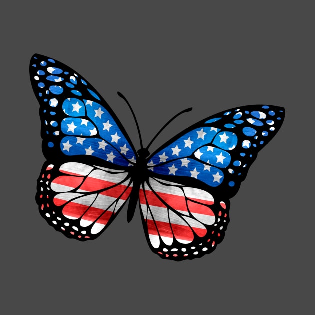 Patriotic USA Butterfly With EEUU Flag by bestcoolshirts