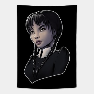 Wednesday Addams Cartoon Tapestry