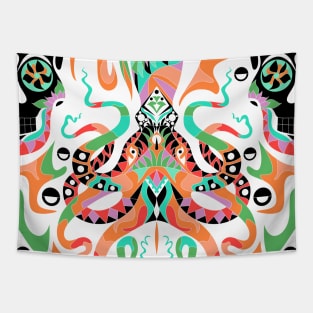 orange squid kraken of death pattern Tapestry