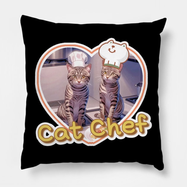 cat chef Pillow by LycheeDesign