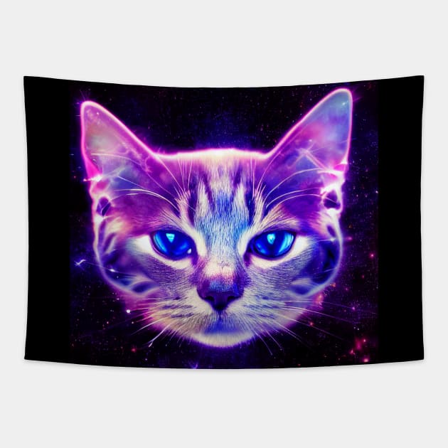 Cosmic Kitty Tapestry by Happy Woofmas