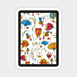 bees and flowers card Magnet