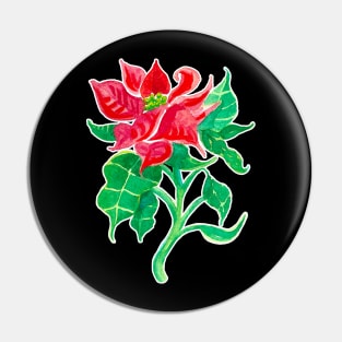 Christmas Poinsettia Flower Watercolor Pin