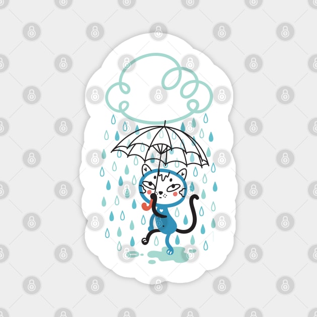 Cat in the Rain Magnet by Lyuda