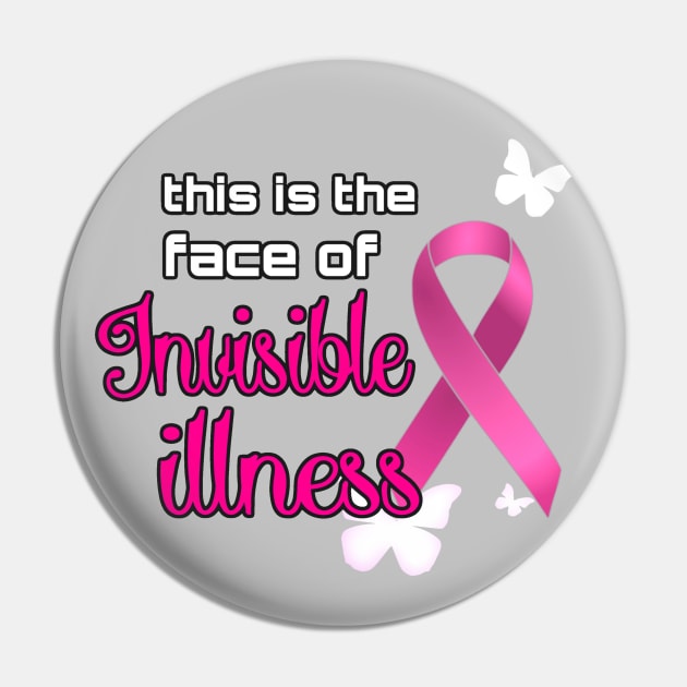 Pink Ribbon Invisible Illness Awareness Pin by AlondraHanley