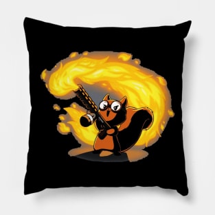 Cute Funny Cool Magical Squirrel With Fire Gun  Animal Lover Quote Artwork Pillow