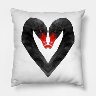 Geometric Black Swan Heart Pillow