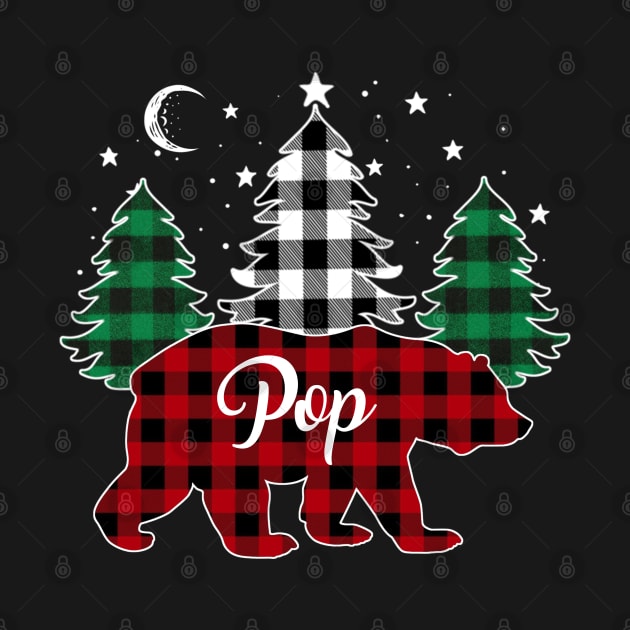 Pop Bear Buffalo Red Plaid Matching Family Christmas by Marang